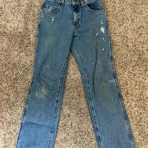 Cowboy Cut Wrangler Blue Distressed Jeans